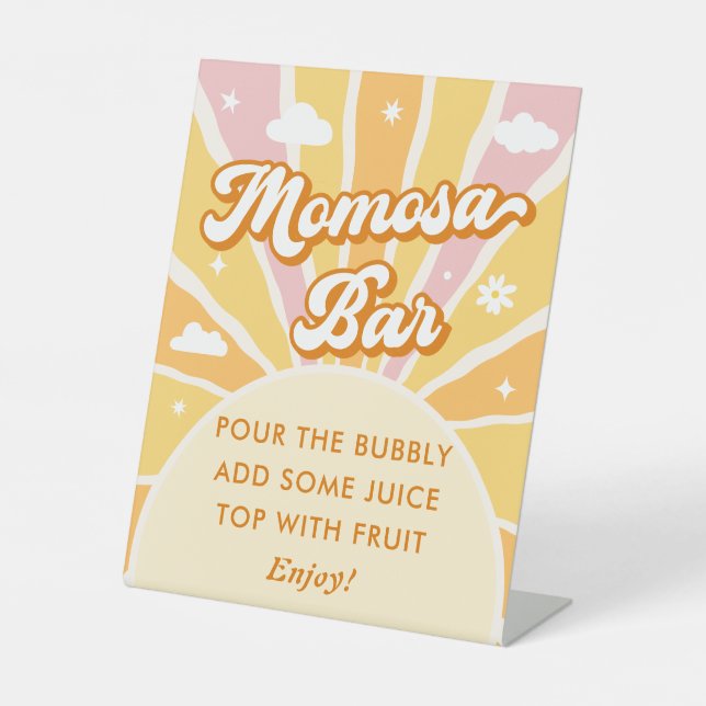 Ray of Sunshine Baby Shower Momosa Bar Pedestal Sign (Front)
