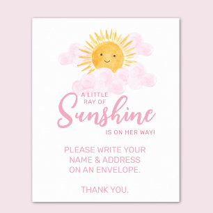 Ray Of Sunshine Baby Shower Name And Address Poster