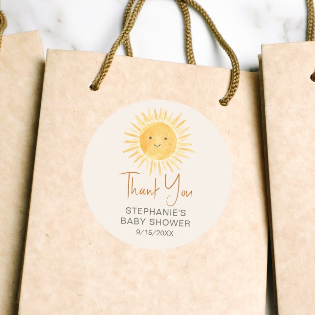  Ray Of Sunshine Baby Shower Thank You Classic Round Sticker (Creator Uploaded)