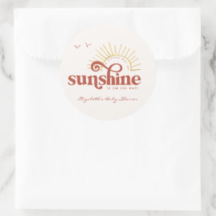 Ray of Sunshine   Boho Baby Shower   Classic Round Sticker