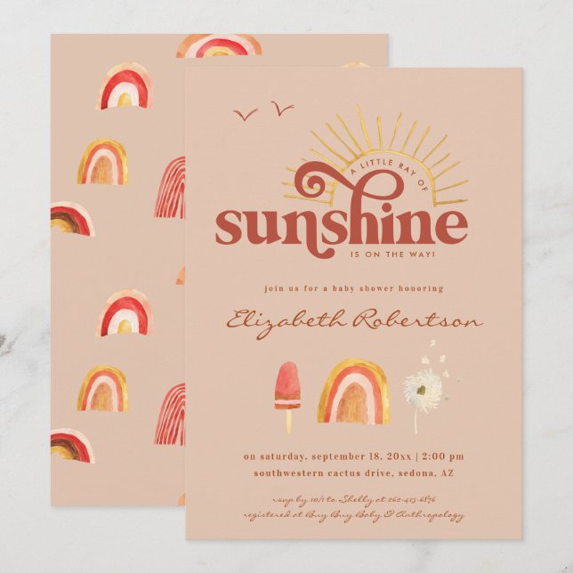 Ray of Sunshine | Boho Baby Shower Invitation (Front/Back)