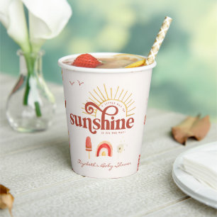 Ray of Sunshine   Boho Baby Shower   Paper Cups