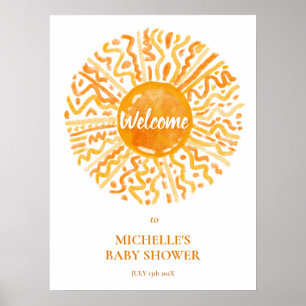 Ray of Sunshine Boho Baby Shower Welcome Sign