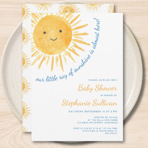 Ray of Sunshine Boy Baby Shower Invitation