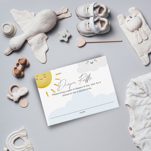 Ray of Sunshine Clouds Boy Diaper Raffle Small Enclosure Card (Creator Uploaded)