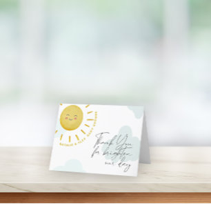 Ray of Sunshine Clouds Gender Neutral Baby Shower  Thank You Card