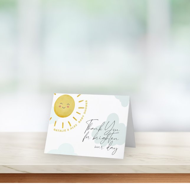 Ray of Sunshine Clouds Gender Neutral Baby Shower  Thank You Card (Creator Uploaded)
