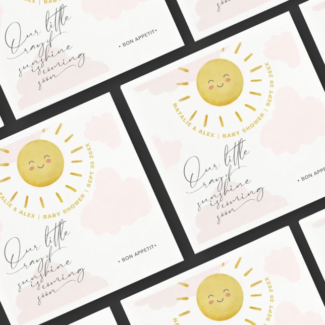 Ray of Sunshine Clouds Girl Baby Shower  Napkin (Creator Uploaded)