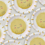 Ray of Sunshine Clouds Girl Baby Shower  Paper Plate<br><div class="desc">Designed to match my Sunshine baby shower collection. Featuring a watercolor sun with soft pink clouds and the header "Our little rain of sunshine" in a hand-written typography. If you need another colour or any extra piece that is not in the collection please let me know (Maria), I'm happy to...</div>