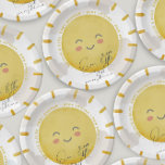 Ray of Sunshine Clouds Neutral Baby Shower  Paper Plate<br><div class="desc">Designed to match my Sunshine baby shower collection. Featuring a watercolor sun with soft pink clouds and the header "Our little rain of sunshine" in a hand-written typography. If you need another colour or any extra piece that is not in the collection please let me know (Maria), I'm happy to...</div>