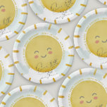 Ray of Sunshine Clouds Neutral Baby Shower  Paper Plate<br><div class="desc">Designed to match my Sunshine baby shower collection. Featuring a watercolor sun with soft pink clouds and the header "Our little rain of sunshine" in a hand-written typography. If you need another colour or any extra piece that is not in the collection please let me know (Maria), I'm happy to...</div>