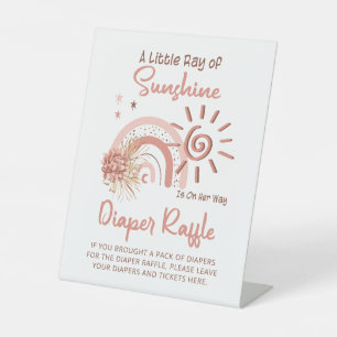 Ray of Sunshine Girl Baby Shower Diaper Raffle  Pedestal Sign