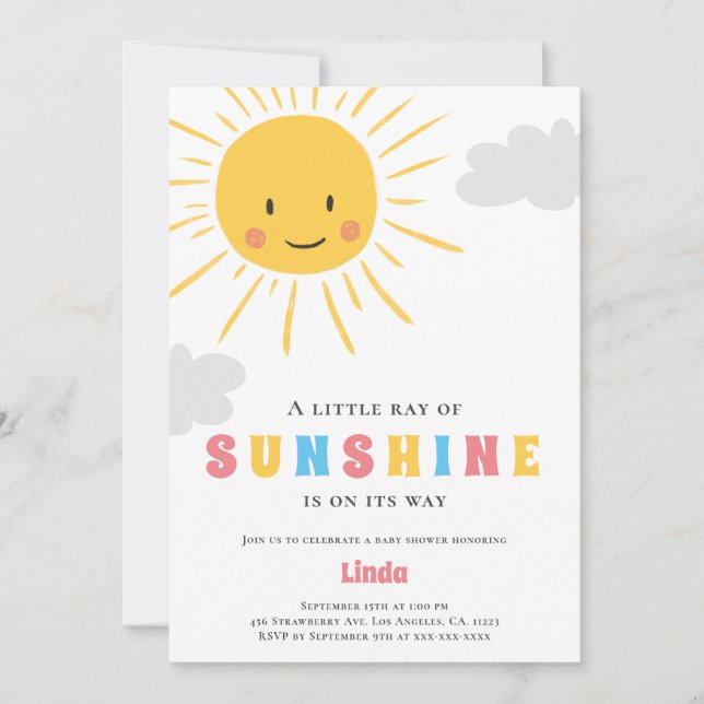 Ray of Sunshine Neutral Baby Shower Invitation (Front)