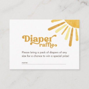 Ray of Sunshine Retro Baby Shower Diaper Raffle Enclosure Card