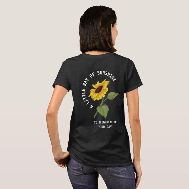 Ray Of Sunshine Text Black Sunflower Personalised T-Shirt (Back Full)