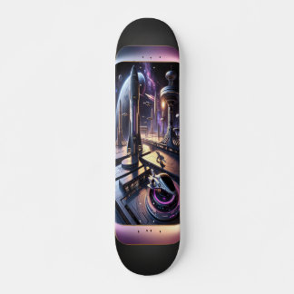 "Raygun Gothic Futuristic Cityscape Deck" Skateboard