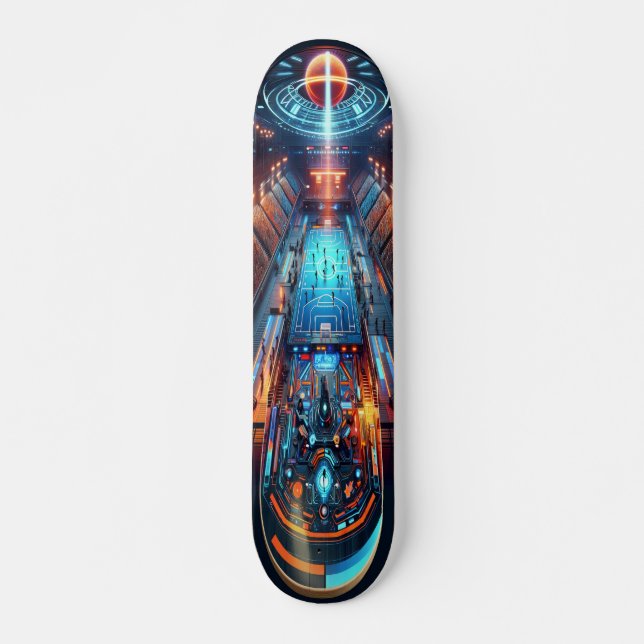 "Raygun Gothic Futuristic Sports Arena Deck" Skateboard (Front)