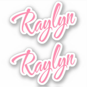 Raylyn name pink cursive lettering x2
