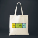 Raymond periodic table name tote bag<br><div class="desc">Raymond spelled out as Ra Y Mo Nd (Radium Yttrium Molybdenum Neodymium) on a bag for the scientist in you.</div>