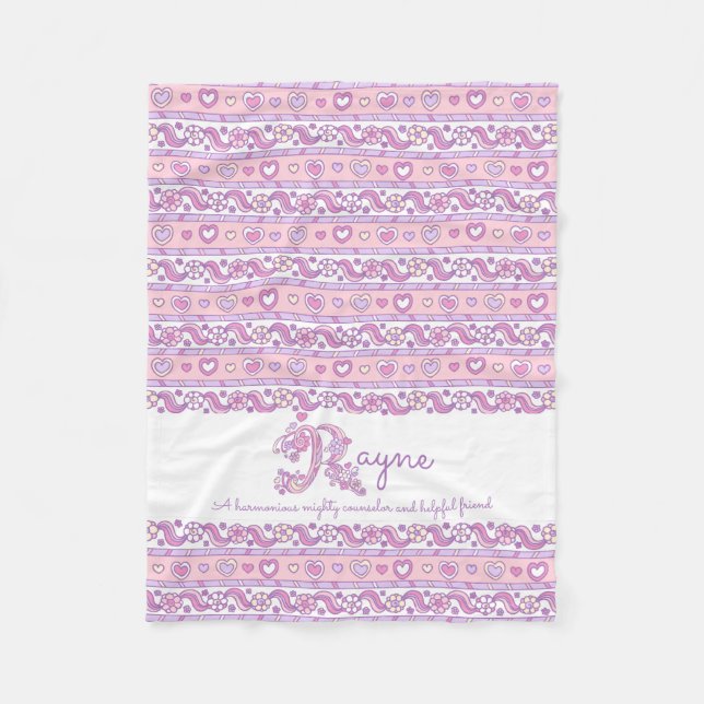 Rayne R name meaning pastel doodle art blanket (Front)