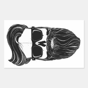 Ray's black bearded skull rectangular sticker