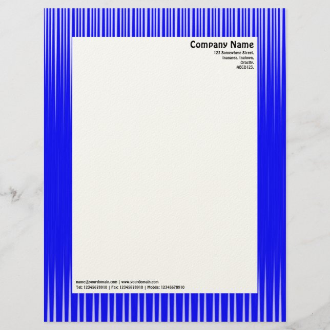 Rays - Blue and White (Felt) Personalized Letterhead (Front)