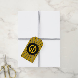 RAYS BUTTON gold + your Photo, Text, Monogram Gift Tags