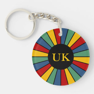 RAYS BUTTON I + your Photo, Text, Monogram Key Ring