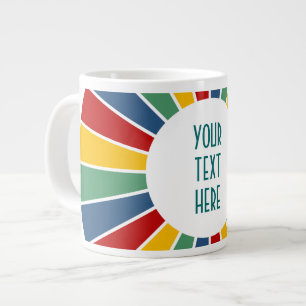 RAYS BUTTON I + your Photo, Text, Monogram Large Coffee Mug