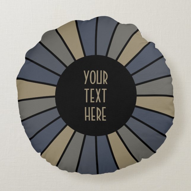 RAYS BUTTON XII + your Photo, Text, Monogram Round Cushion (Back)