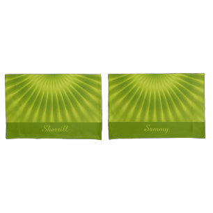 Rays Flower gradients - spring green + your ideas Pillowcase