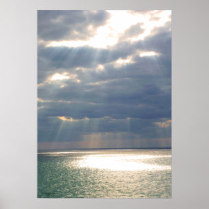 Rays from Heaven Over Ocean Poster