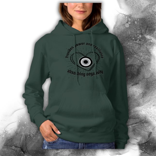 Rays, Heart , Black Evil Eye protection monogram | Hoodie (Creator Uploaded)