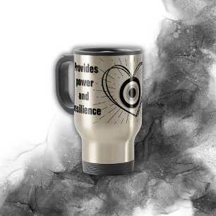 Rays, Heart , Black Evil Eye protection monogram   Travel Mug
