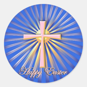 Rays of Light from the Religious Cross   Classic Round Sticker