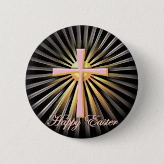 Rays of Light from the Religious Cross (On Black) 6 Cm Round Badge