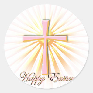 Rays of Light from the Religious Cross (On White) Classic Round Sticker