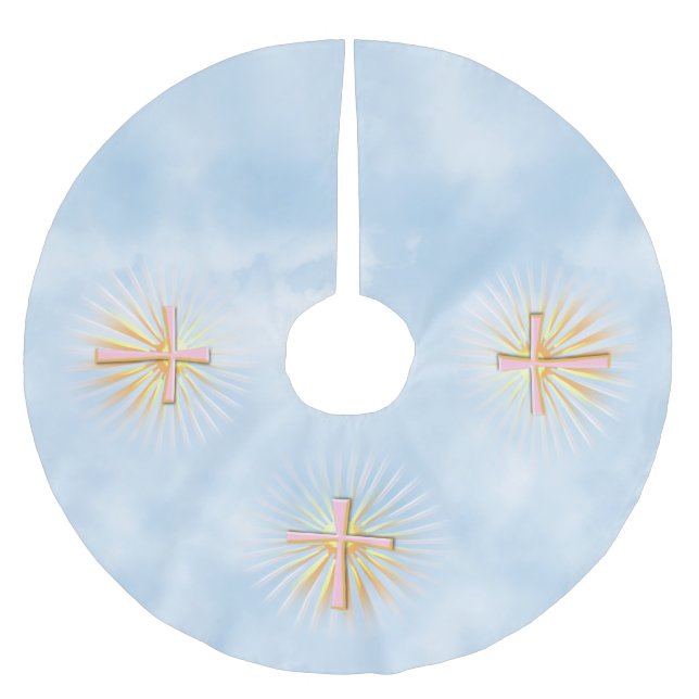 Rays of Light from the Religious Cross (W/Clouds) Brushed Polyester Tree Skirt (Front)