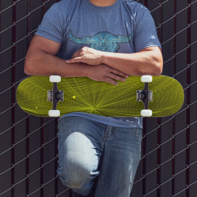 Rays of Psychedelic Electric Green Skateboard (Outdoor 3)
