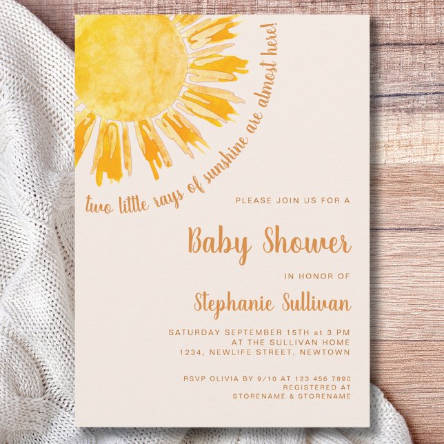 Rays of Sunshine Twins Baby Shower  Invitation (Creator Uploaded)