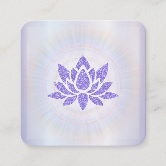 *~* Rays Reiki Energy Healing Lotus Lavender Square Business Card (Front)