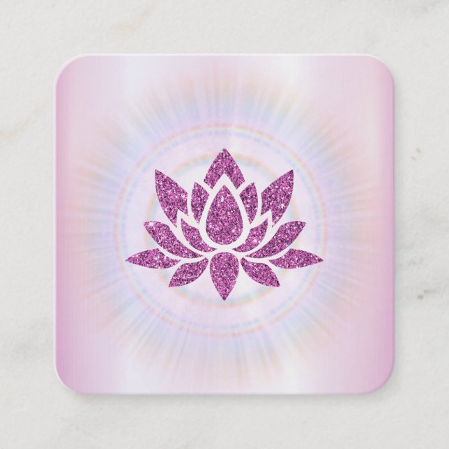 *~* Rays Reiki Energy Healing Lotus MAGENTA Square Business Card (Front)