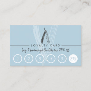 Razor Barber Men Coiffure Hairdresser Blue Loyalty Business Card