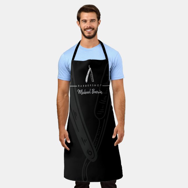 Razor Barber Salon Clothing with logo Black Apron (Worn)