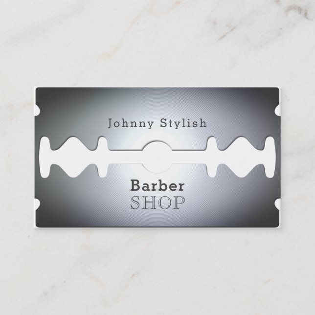 Razor blade barber shop inspired cover business card (Front)