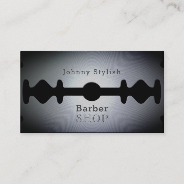 Razor blade barber shop inspired cover business card (Front)