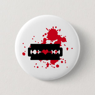 Razor Blade love blood 6 Cm Round Badge
