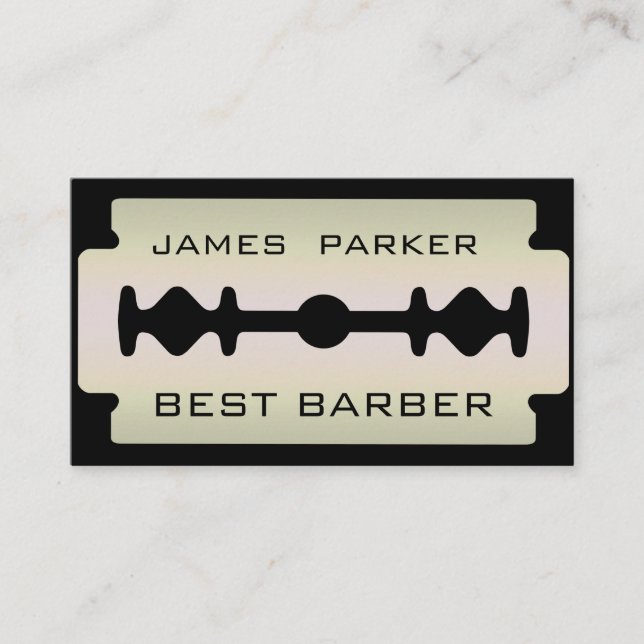 Razor Blade Silver  Barber Modern Hair Stylist Business Card (Front)