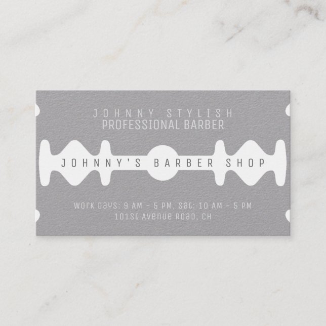 Razor faux look shape cover grey craft business card (Front)