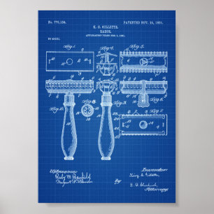 Razor Patent - Patent Print, Bathroom Decor, Poster